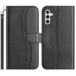 For Samsung Galaxy A34 5G Dual-Folded S-shape Leather Phone Case(Black)