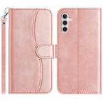 For Samsung Galaxy A35 5G Dual-Folded S-shape Leather Phone Case(Rose Gold)