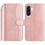 For Samsung Galaxy A36 5G Dual-Folded S-shape Leather Phone Case(Rose Gold)
