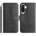 For Samsung Galaxy A36 5G Dual-Folded S-shape Leather Phone Case(Black)