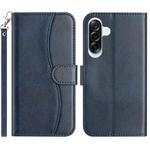 For Samsung Galaxy A36 5G Dual-Folded S-shape Leather Phone Case(Navy Blue)