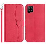 For Samsung Galaxy A42 5G Dual-Folded S-shape Leather Phone Case(Rose Red)