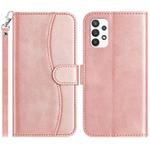 For Samsung Galaxy A53 5G Dual-Folded S-shape Leather Phone Case(Rose Gold)