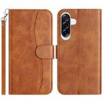 For Samsung Galaxy A56 5G Dual-Folded S-shape Leather Phone Case(Brown)