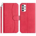 For Samsung Galaxy A72 4G / 5G Dual-Folded S-shape Leather Phone Case(Rose Red)