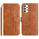 For Samsung Galaxy A73 Dual-Folded S-shape Leather Phone Case(Brown)