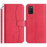 For Samsung Galaxy A02s 164mm Dual-Folded S-shape Leather Phone Case(Rose Red)
