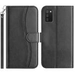 For Samsung Galaxy A02s 164mm Dual-Folded S-shape Leather Phone Case(Black)