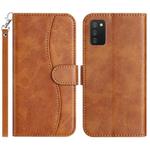 For Samsung Galaxy A02s 164mm Dual-Folded S-shape Leather Phone Case(Brown)