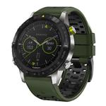 For Garmin Fenix 7X 26mm Kalebol Three Rows Hole Two Color Silicone Watch Band(Army Green Black)