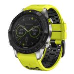 For Garmin Fenix 7X 26mm Kalebol Three Rows Hole Two Color Silicone Watch Band(Lime Green Black)
