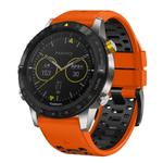 For Garmin Fenix 7 22mm Kalebol Three Rows Hole Two Color Silicone Watch Band(Orange Black)