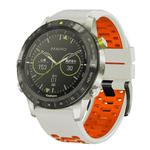 For Garmin Fenix 7 22mm Kalebol Three Rows Hole Two Color Silicone Watch Band(Light Grey Orange)