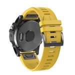 For Garmin QuickFit 22mm Kalebol Plain Texture Silicone Watch Band(Yellow)