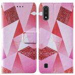 For Samsung Galaxy A01 Cross Texture Painting Pattern Horizontal Flip Leather Case with Holder & Card Slots & Wallet & Lanyard(Pink Rhombus)