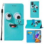 For Samsung Galaxy A21s Cross Texture Painting Pattern Horizontal Flip Leather Case with Holder & Card Slots & Wallet & Lanyard(Big-eye Monster)