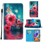 For Samsung Galaxy A21s Cross Texture Painting Pattern Horizontal Flip Leather Case with Holder & Card Slots & Wallet & Lanyard(Chrysanthemum)