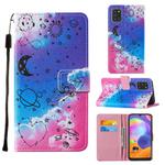 For Samsung Galaxy A31 Cross Texture Painting Pattern Horizontal Flip Leather Case with Holder & Card Slots & Wallet & Lanyard(Love Universe)