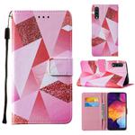 For Samsung Galaxy A50 / A50s / A30s Cross Texture Painting Pattern Horizontal Flip Leather Case with Holder & Card Slots & Wallet & Lanyard(Pink Rhombus)