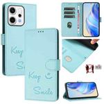 For OPPO Reno14 Pro Global Smile Embossing RFID Leather Phone Case(Mint Green)