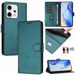 For OPPO Reno14 Pro Global Smile Embossing RFID Leather Phone Case(Peacock Green)
