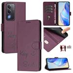 For OPPO A5 5G Global Smile Embossing RFID Leather Phone Case(Violet)