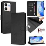 For OPPO A5x 5G / 4G Global Smile Embossing RFID Leather Phone Case(Black)