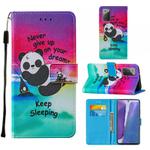For Samsung Galaxy Note20 / 5G Cross Texture Painting Pattern Horizontal Flip Leather Case with Holder & Card Slots & Wallet & Lanyard(Sleeping Panda)