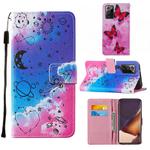 For Samsung Galaxy Note20 Ultra / 5G Cross Texture Painting Pattern Horizontal Flip Leather Case with Holder & Card Slots & Wallet & Lanyard(Love Universe)