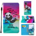 For Samsung Galaxy S20+ Cross Texture Painting Pattern Horizontal Flip Leather Case with Holder & Card Slots & Wallet & Lanyard(Sleeping Panda)