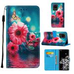For Samsung Galaxy S20 Ultra Cross Texture Painting Pattern Horizontal Flip Leather Case with Holder & Card Slots & Wallet & Lanyard(Chrysanthemum)
