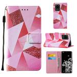 For Samsung Galaxy S20 Ultra Cross Texture Painting Pattern Horizontal Flip Leather Case with Holder & Card Slots & Wallet & Lanyard(Pink Rhombus)