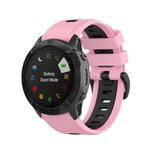 For Garmin QuickFit 22mm Kalebol Two-color Silicone Watch Band(Pink Black)