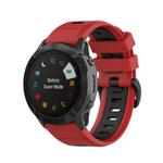 For Garmin QuickFit 22mm Kalebol Two-color Silicone Watch Band(Red Black)