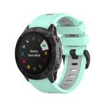 For Garmin QuickFit 22mm Kalebol Two-color Silicone Watch Band(Teal Grey)