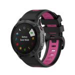 For Garmin QuickFit 20mm Kalebol Two-color Silicone Watch Band(Black Rose Red)