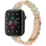 For Apple Watch 46mm / 49mm / 45mm / 44mm Oval Resin Watch Band(Pink Green)