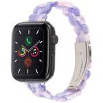 For Apple Watch 46mm / 49mm / 45mm / 44mm Oval Resin Watch Band(Purple Pink Flower)