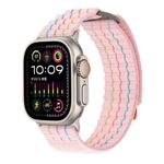 For Apple Watch 46mm / 49mm / 45mm / 44mm Kalebol  Dual-section Sports Nylon Loop Watch Band(Cherry Blossom Pink)