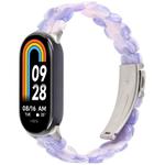 For Xiaomi Smart Band 9 / 8 Oval Resin Watch Band(Purple Pink Flower)
