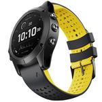 For Garmin QuickFit 22mm Kalebol Breathable Two-color Silicone Watch Band(Black Yellow)