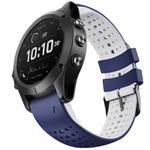 For Garmin QuickFit 22mm Kalebol Breathable Two-color Silicone Watch Band(Blue White)