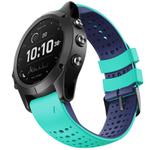 For Garmin QuickFit 22mm Kalebol Breathable Two-color Silicone Watch Band(Teal Blue)