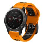 For Garmin QuickFit 22mm Kalebol Tow Row Holes Silicone Watch Band(Orange Black)