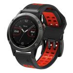 For Garmin QuickFit 22mm Kalebol Tow Row Holes Silicone Watch Band(Black Red)