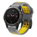For Garmin QuickFit 22mm Kalebol Tow Row Holes Silicone Watch Band(Grey Yellow)
