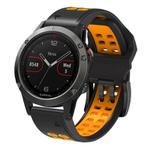For Garmin QuickFit 26mm Kalebol Tow Row Holes Silicone Watch Band(Black Orange)
