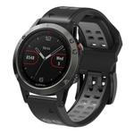 For Garmin QuickFit 26mm Kalebol Tow Row Holes Silicone Watch Band(Black Grey)
