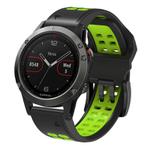 For Garmin QuickFit 26mm Kalebol Tow Row Holes Silicone Watch Band(Black Green)