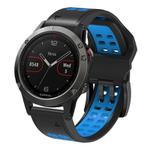 For Garmin QuickFit 26mm Kalebol Tow Row Holes Silicone Watch Band(Black Blue)